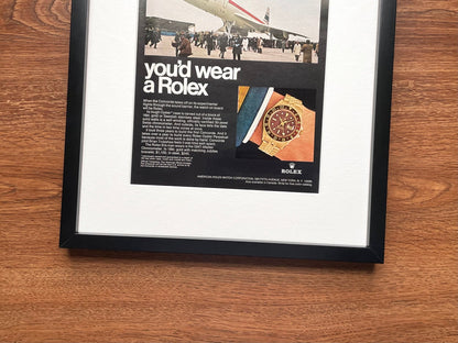 1968 Rolex GMT Master "If you were flying the Concorde" Advertisement in Black Wood Frame