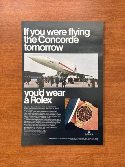 1968 Rolex GMT Master Ref. 1675 "If you were flying the Concorde..." Advertisement