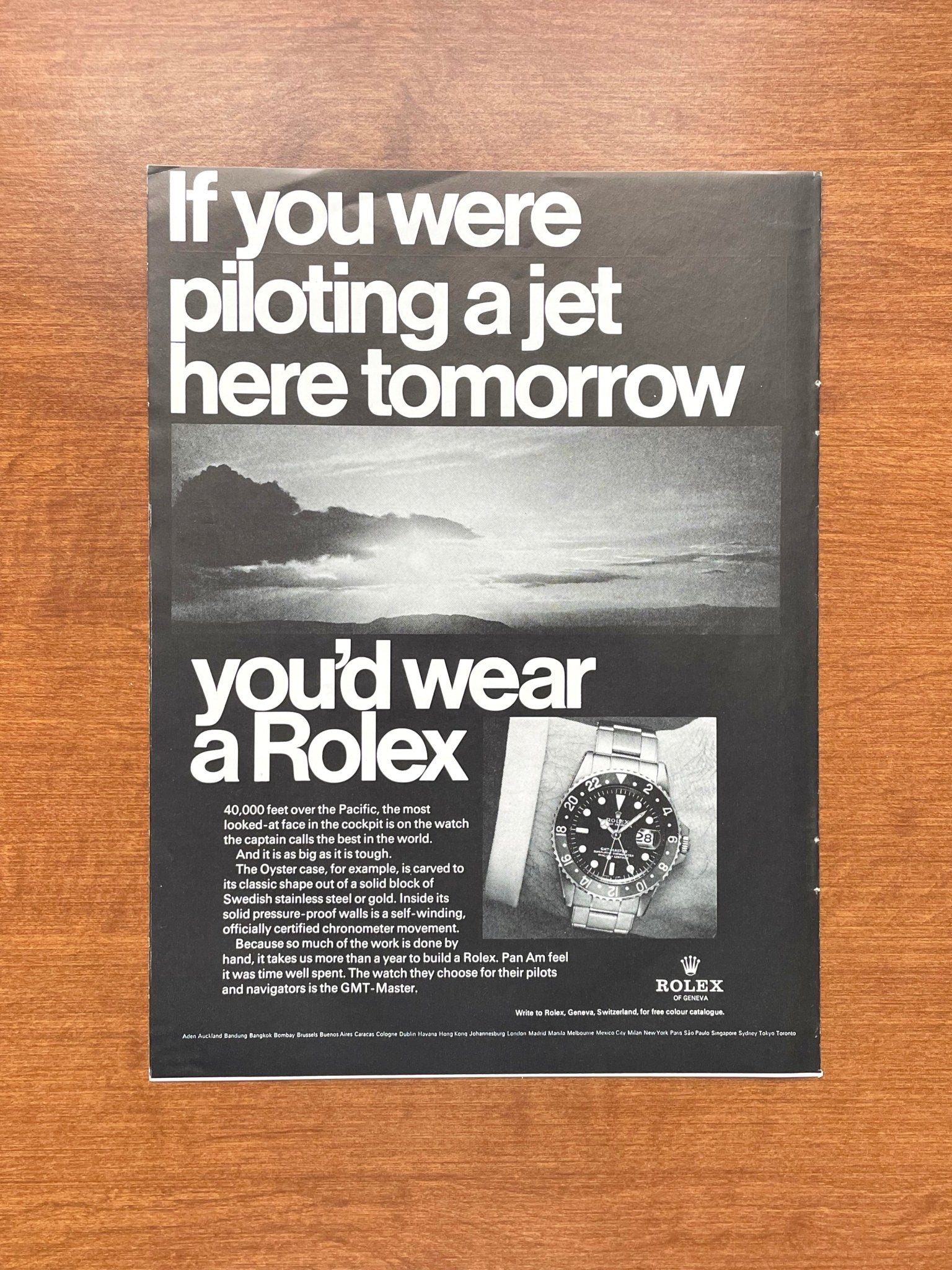 1968 Rolex GMT Master Ref. 1675 "If you were piloting..." Advertisement