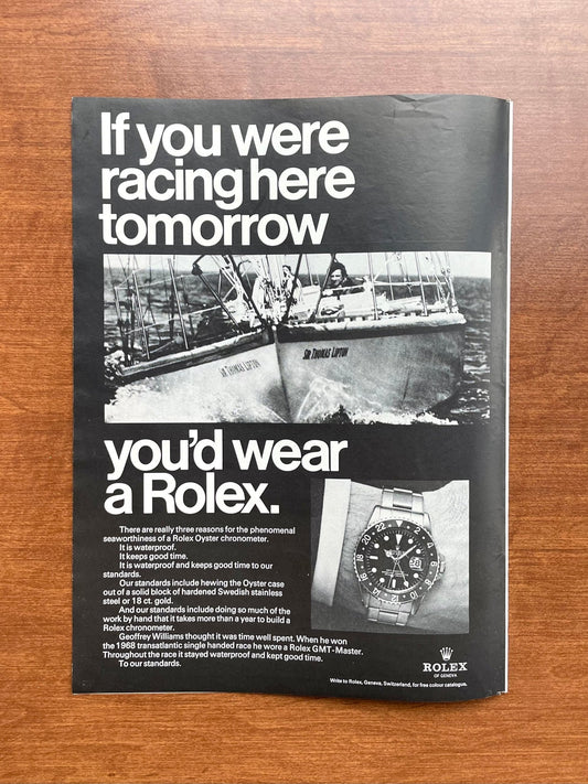 1968 Rolex GMT Master Ref. 1675 "If you were racing..." Advertisement