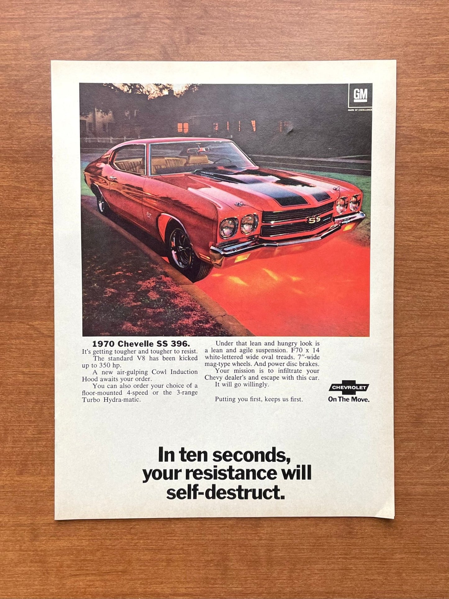 1969 Chevrolet "Chevy" Chevelle SS 396 Advertisement