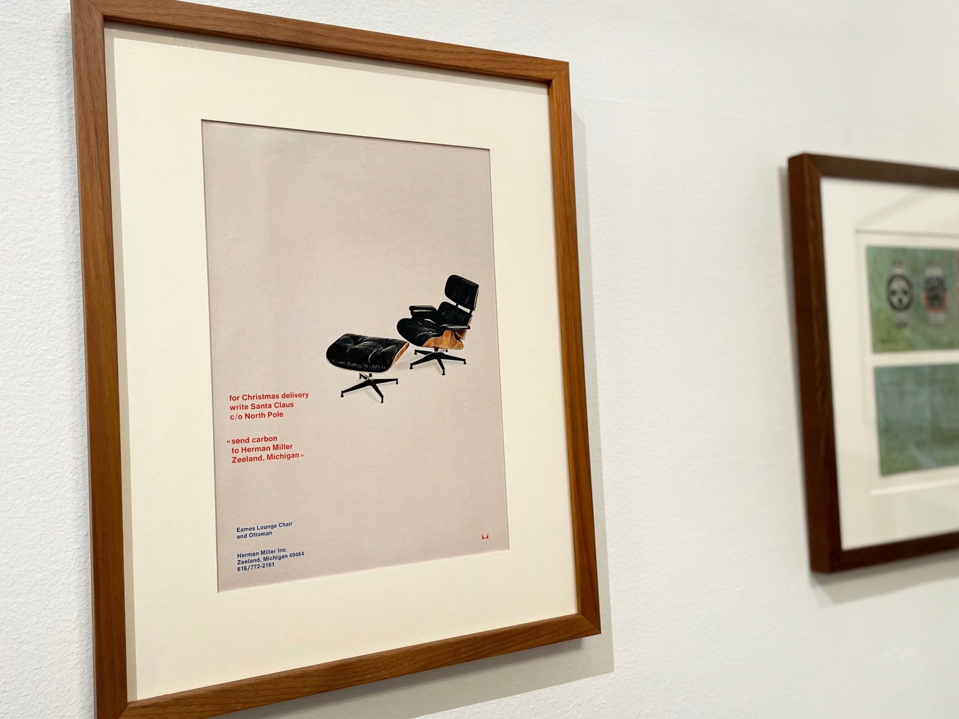 1969 Herman Miller Eames Lounge Chair and Ottoman Advertisement in Wood Walnut Frame