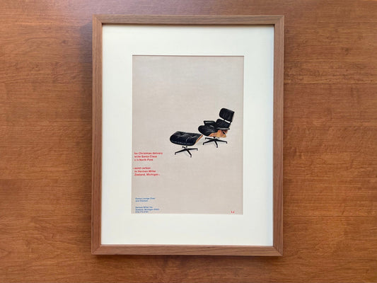 1969 Herman Miller Eames Lounge Chair and Ottoman Advertisement in Wood Walnut Frame