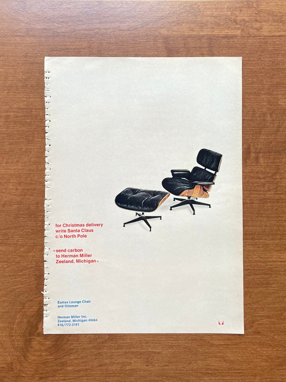 1969 Herman Miller Eames Lounge Chair & Ottoman Advertisement