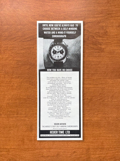 1969 Heuer Autavia "Now you have no choice" Advertisement