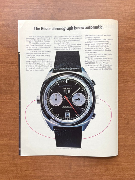 1969 Heuer Carrera Automatic Chronograph Advertisement