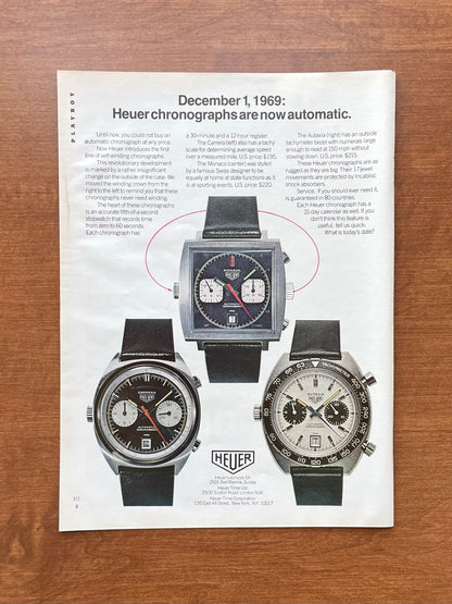 1969 Heuer Monaco, Carrera, and Autavia "Automatic" Advertisement