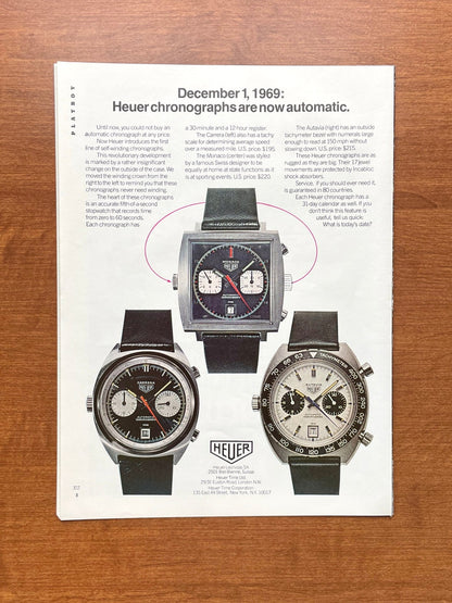 1969 Heuer Monaco, Carrera, and Autavia "Automatic" Advertisement