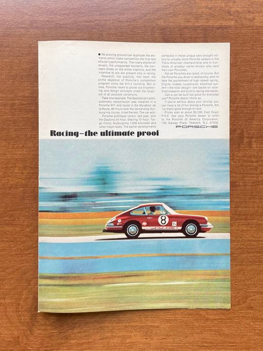 1969 Porsche 911 "Racing - the ultimate proof" Advertisement