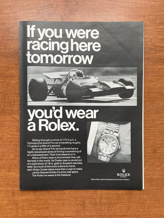 1969 Rolex Datejust Ref. 1601 "racing here tomorrow" Advertisement