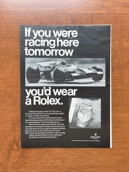 1969 Rolex Datejust Ref. 1601 "racing here tomorrow" Advertisement