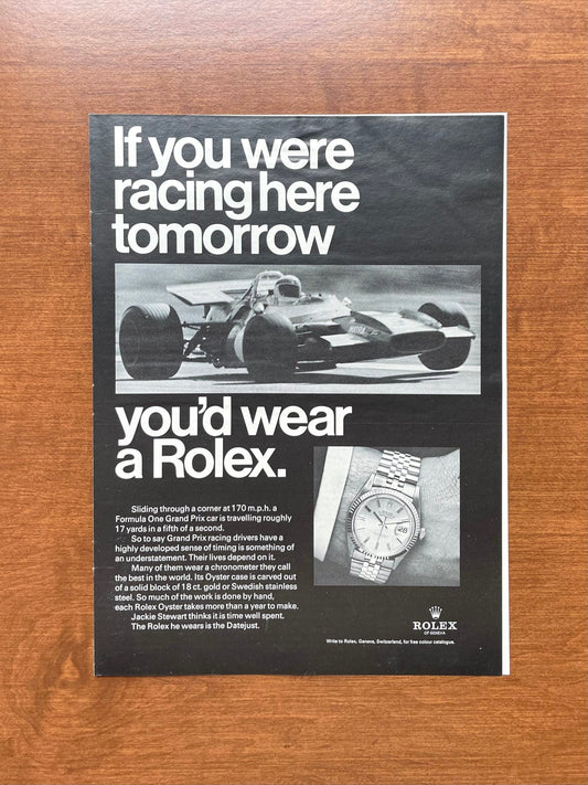 1969 Rolex Datejust Ref. 1601 "racing here tomorrow" Advertisement
