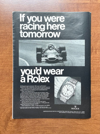 1969 Rolex Datejust Ref. 1603 "If you racing here..." Advertisement