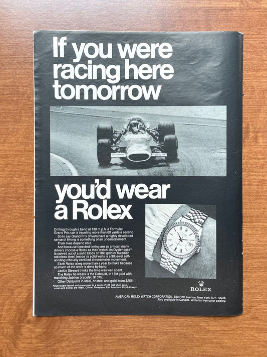 1969 Rolex Datejust Ref. 1603 "If you racing here..." Advertisement