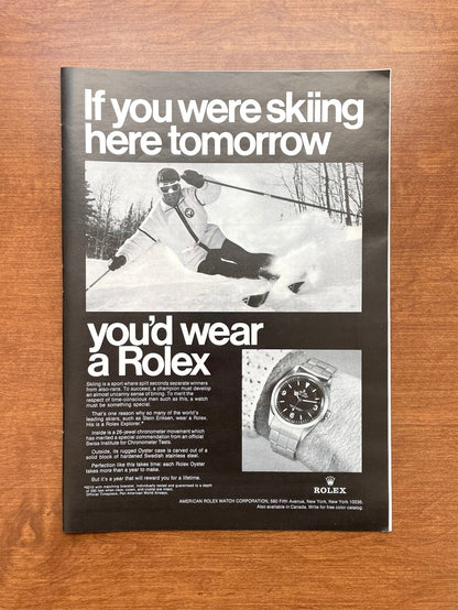 1969 Rolex Explorer Ref. 1016 "If you were skiing..." Advertisement