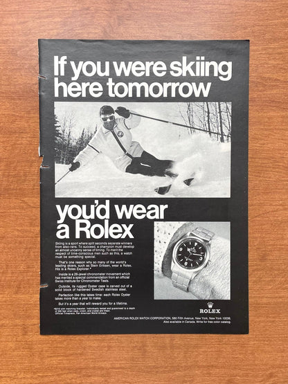 1969 Rolex Explorer Ref. 1016 "If you were skiing..." Advertisement
