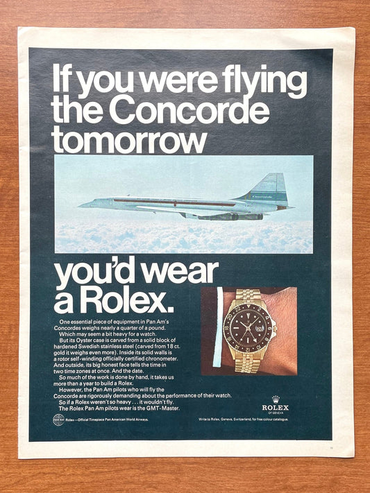 1969 Rolex GMT Master Ref. 1675 "If you were flying the Concorde..." Advertisement