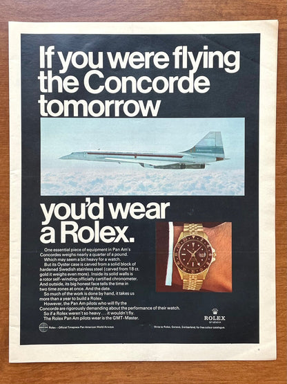 1969 Rolex GMT Master Ref. 1675 "If you were flying the Concorde..." Advertisement