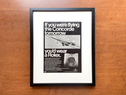 1969 Rolex GMT Master Ref. 1675 "If you were flying the Concorde..." Advertisement in Black Wood Frame
