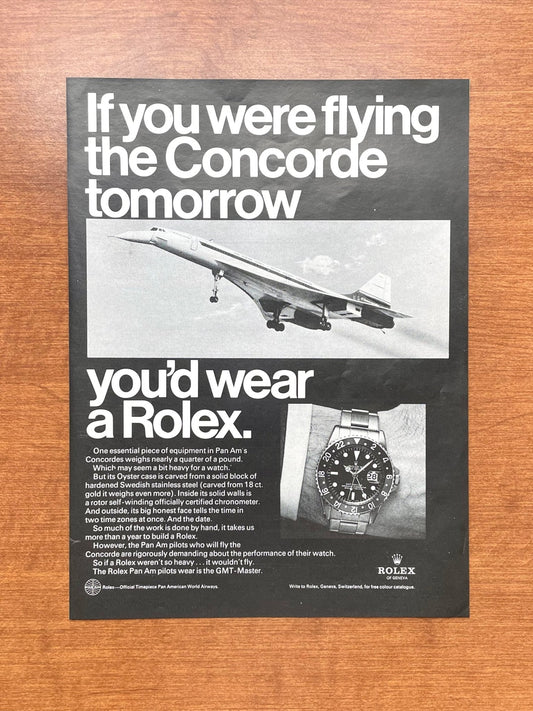 1969 Rolex GMT Master Ref. 1675 "If you were flying the Concorde..." Advertisement (steel)