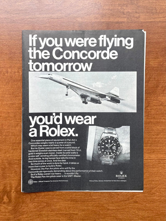 1969 Rolex GMT Master Ref. 1675 "If you were flying the Concorde..." Advertisement (steel)