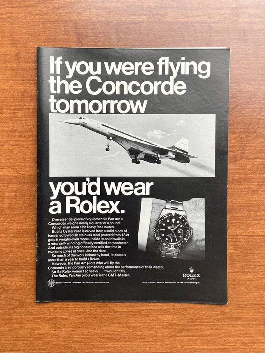 1969 Rolex GMT Master Ref. 1675 "If you were flying the Concorde..." Advertisement (steel)