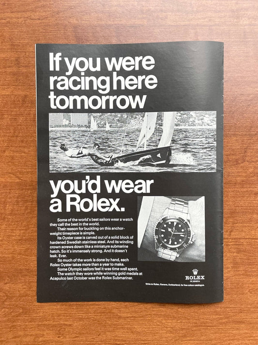 1969 Rolex Submariner "racing here tomorrow..." Advertisement