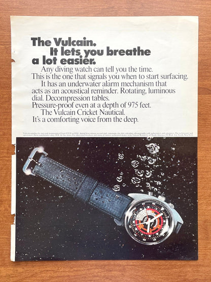 1969 Vulcain Cricket Nautical "breathe a lot easier" Advertisement