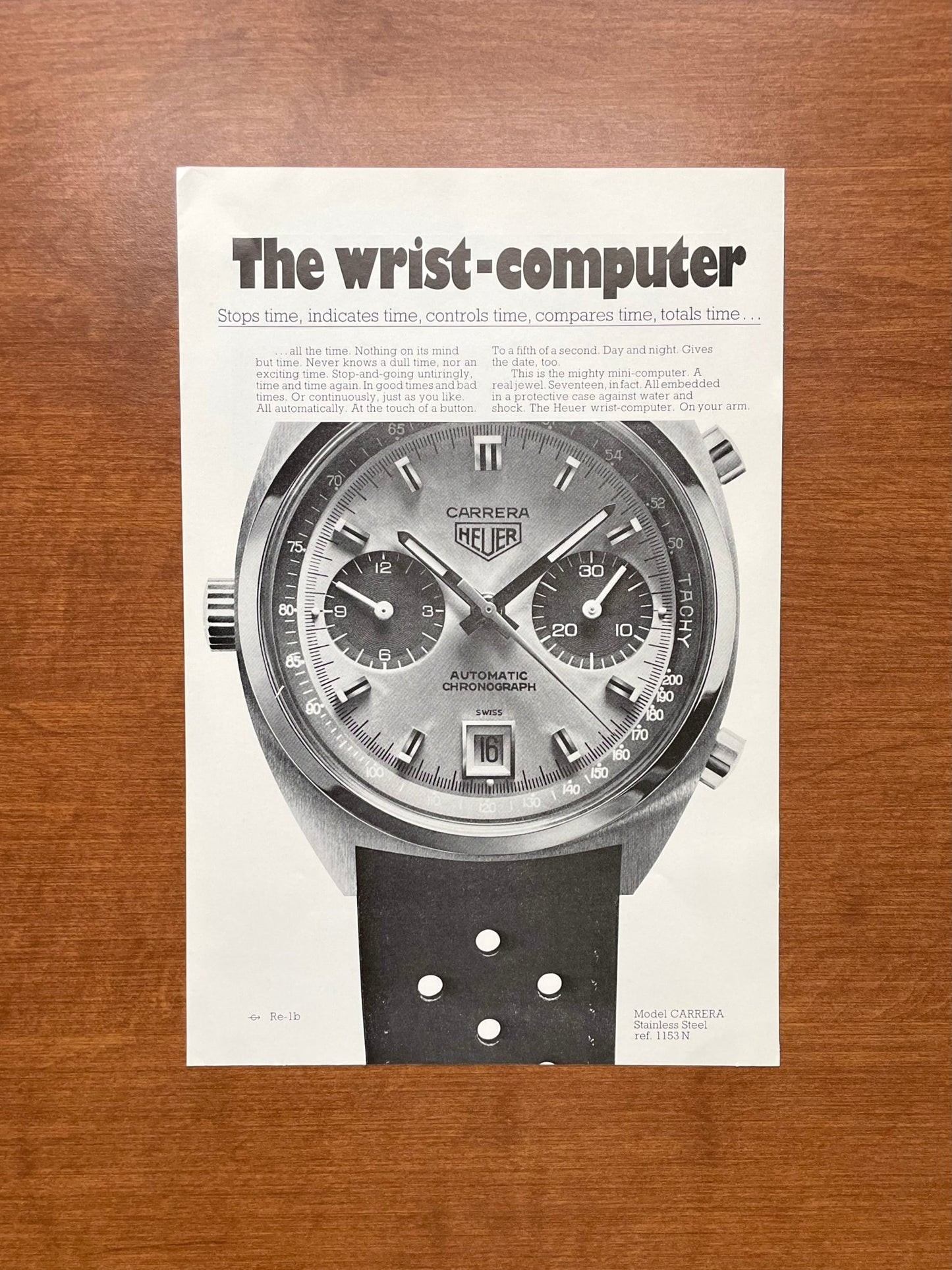 1970 Heuer Carrera Ref. 1153 "wrist - computer" Advertisement