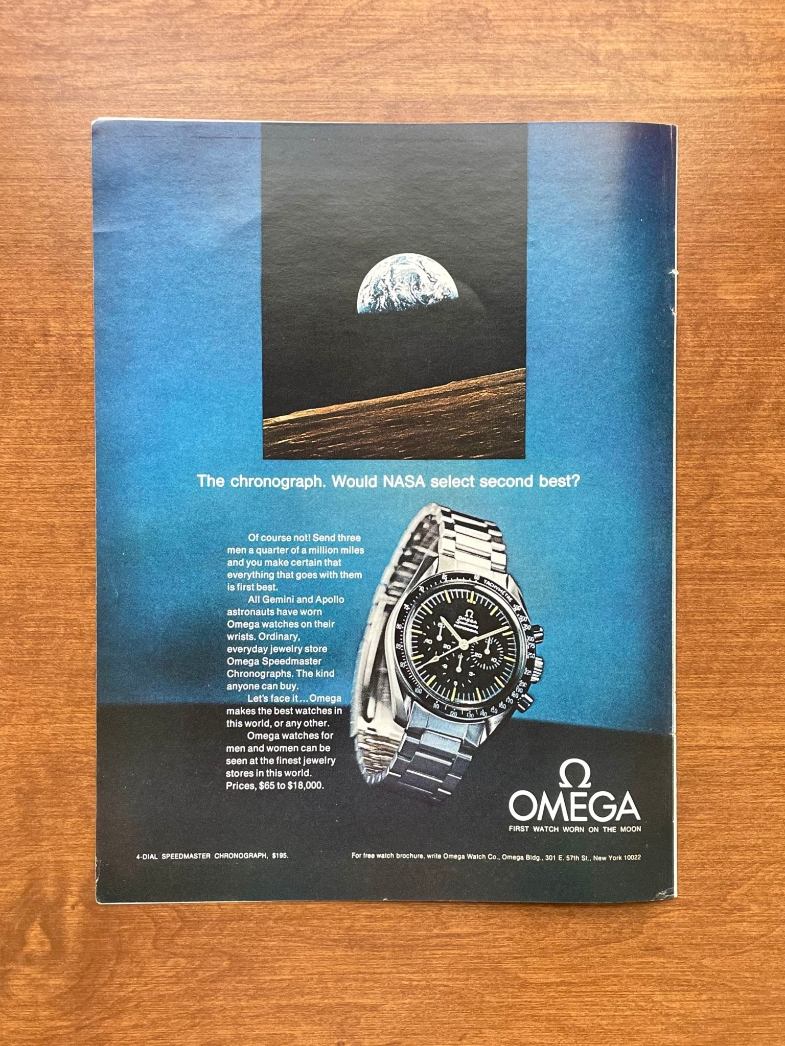 1970 Omega Speedmaster "NASA select second best?" Advertisement