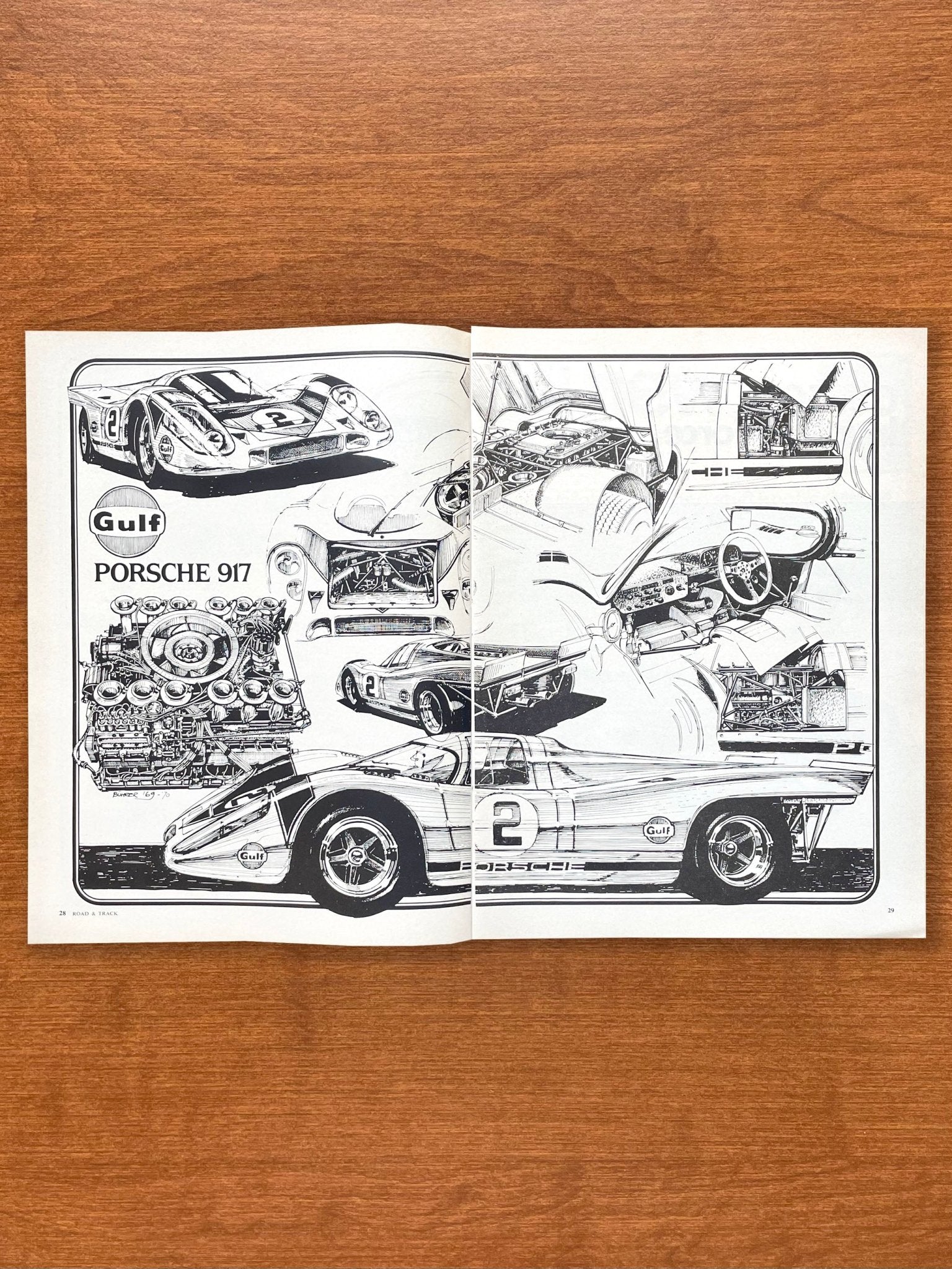 1970 Original page Porsche 917 artwork image