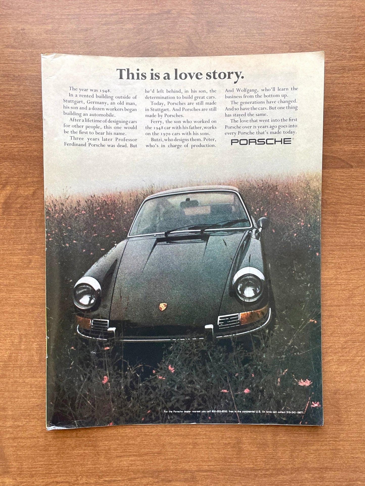 1970 Porsche 911 "This is a love story." Advertisement