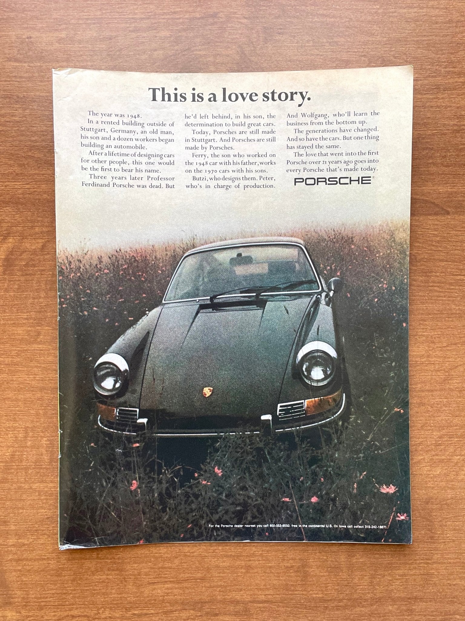 1970 Porsche 911 "This is a love story." Advertisement