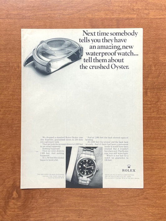 1970 Rolex Explorer Ref. 1016 "crushed Oyster." Advertisement