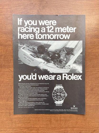 1970 Rolex Submariner Ref. 1680 "racing a 12 meter..." Advertisement
