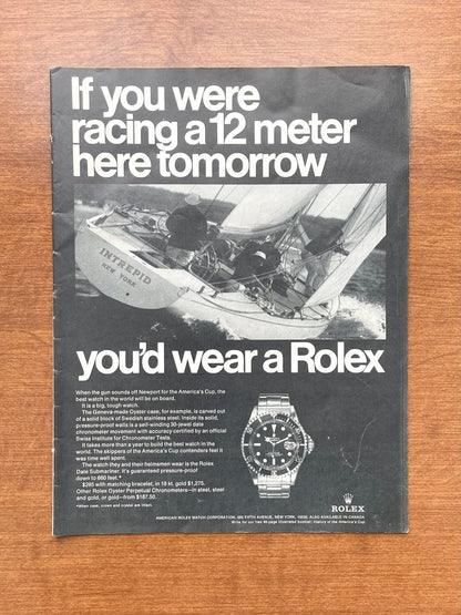 1970 Rolex Submariner Ref. 1680 "racing a 12 meter..." Advertisement