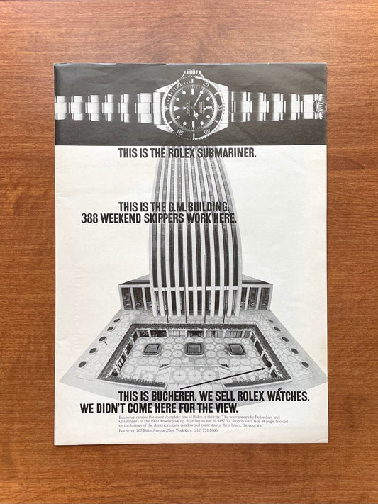 1970 Rolex Submariner Ref. 5512 "G.M. Building" Advertisement