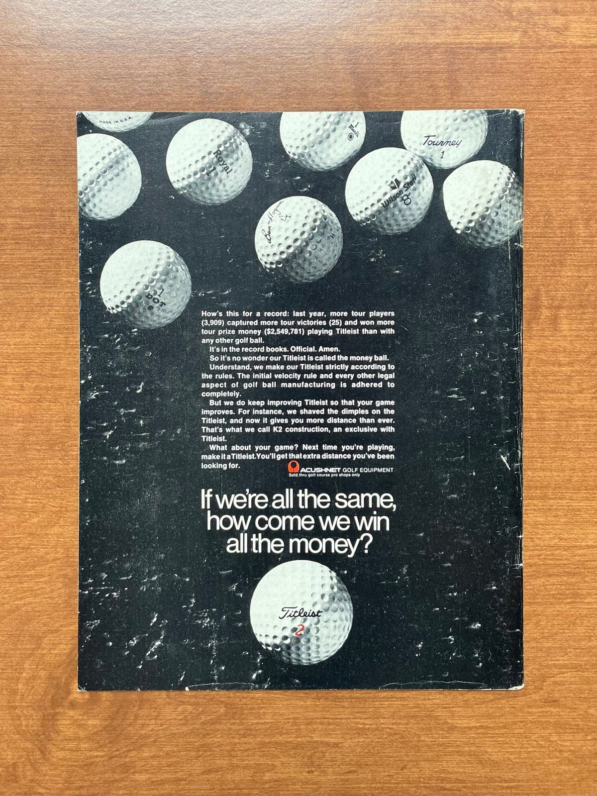 1970 Titleist "how come we win all the money?" Advertisement