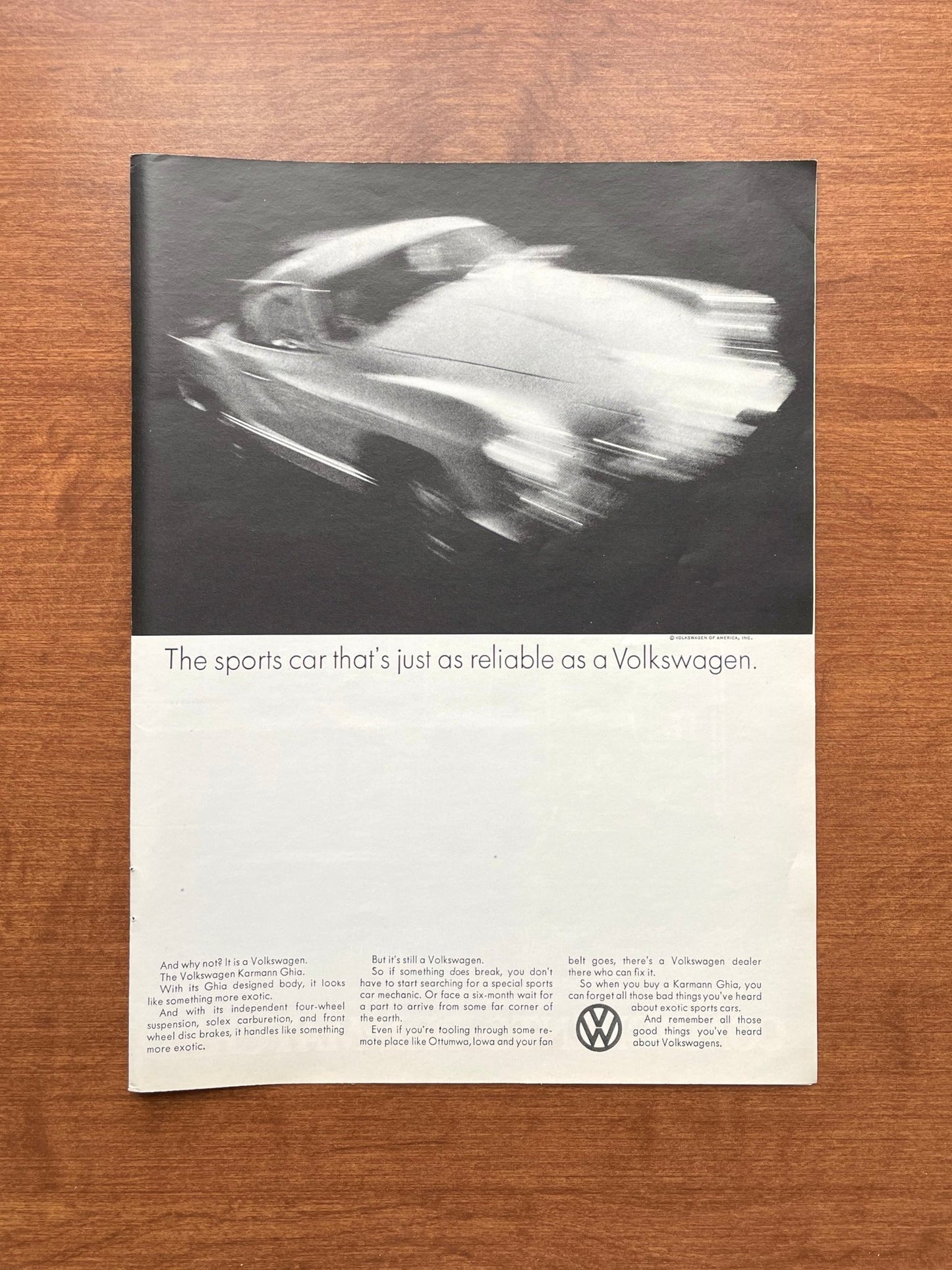 1970 Volkswagen VW Karmann Ghia "just as reliable" Advertisement