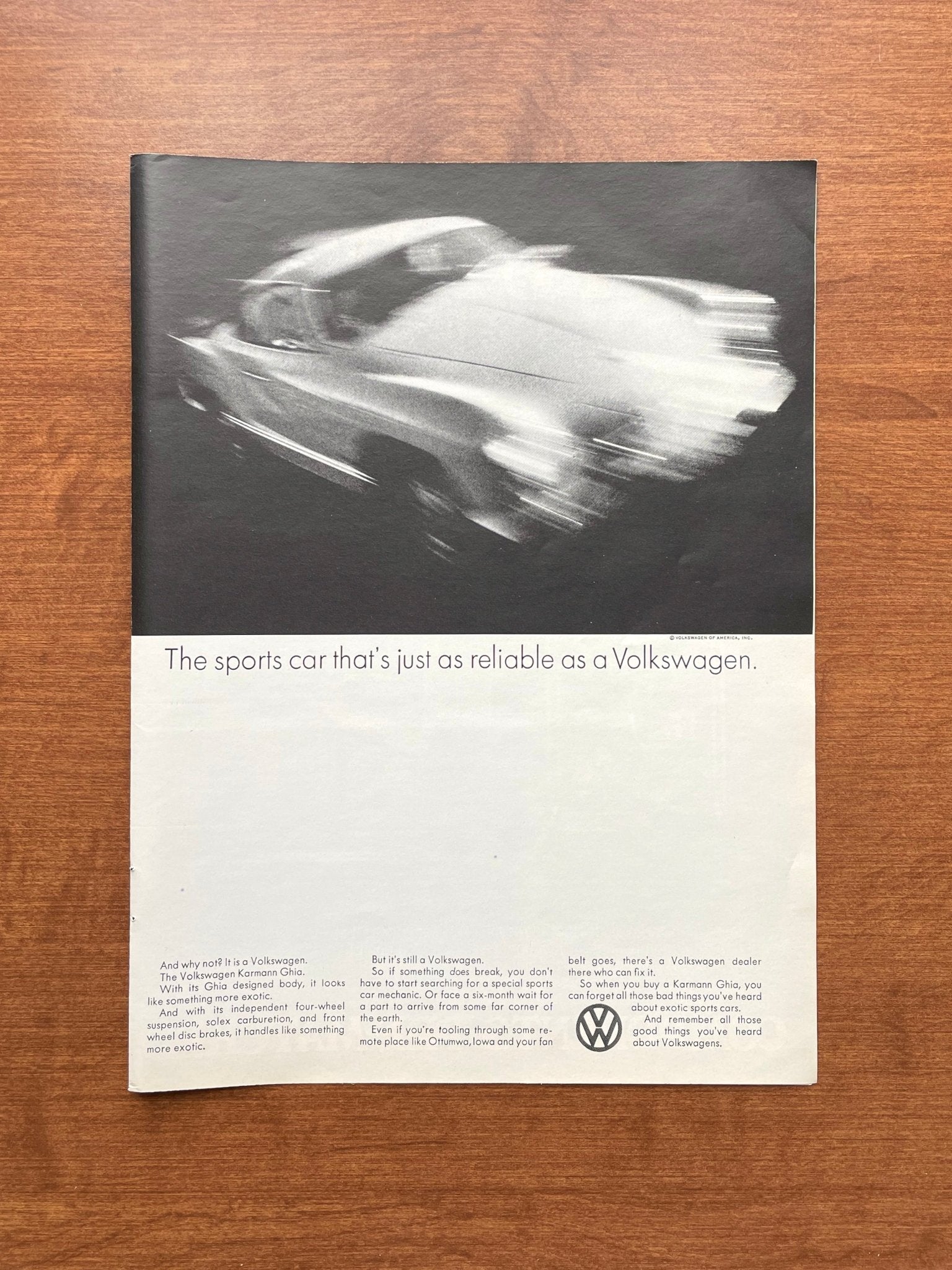 1970 Volkswagen VW Karmann Ghia "just as reliable" Advertisement