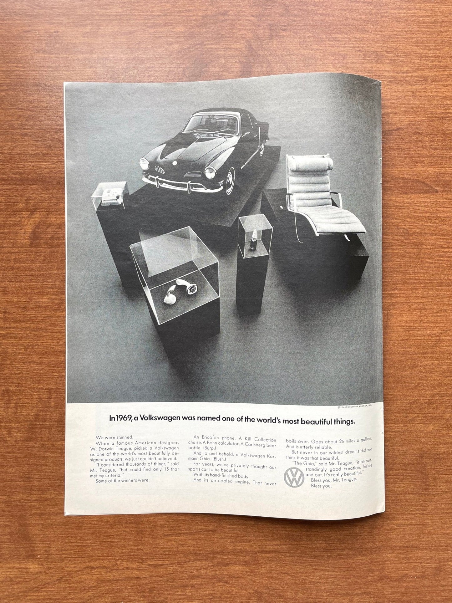 1970 Volkswagen VW Karmann Ghia "world's most beautiful things" Advertisement