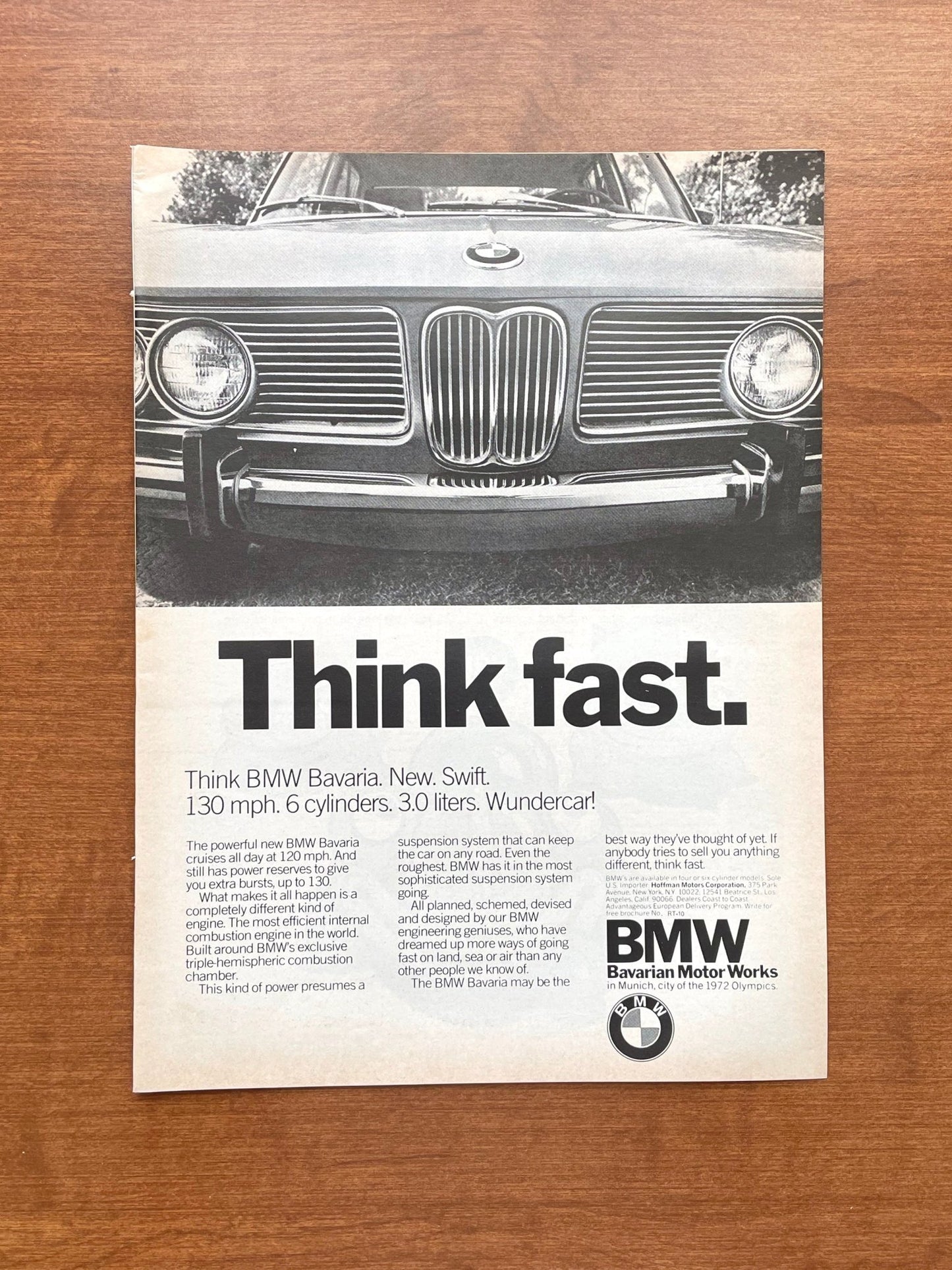 1971 BMW Bavaria "Think fast" Advertisement