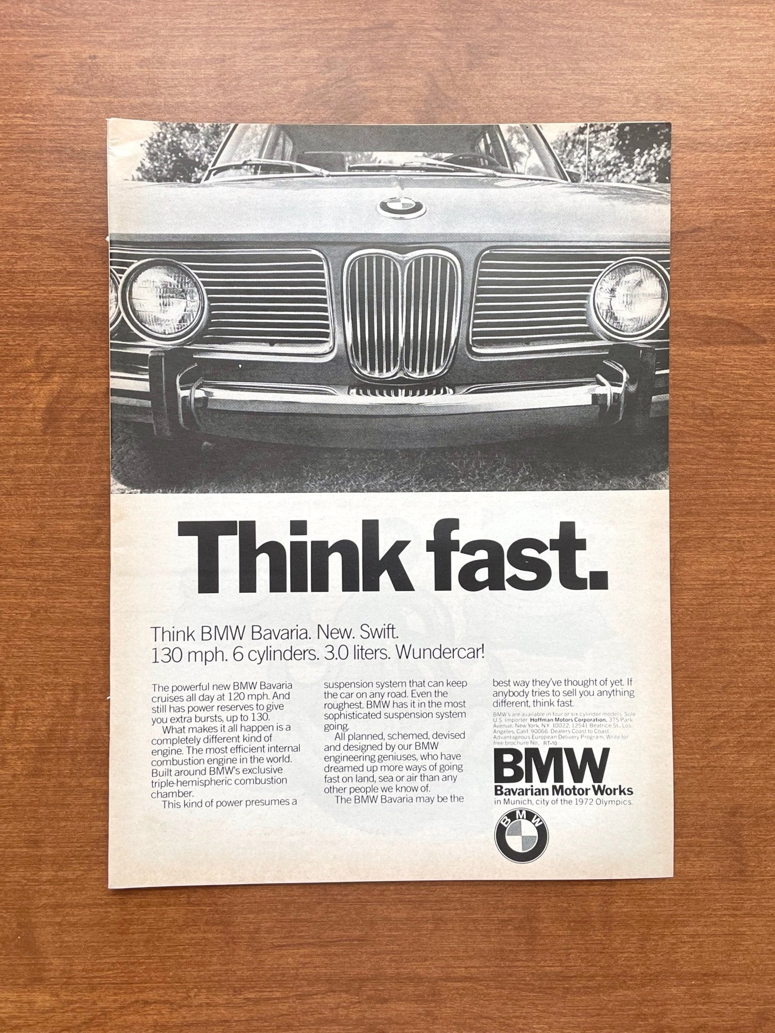 1971 BMW Bavaria "Think fast" Advertisement