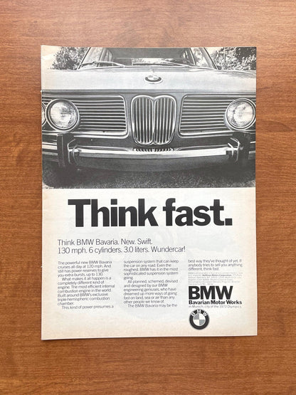1971 BMW Bavaria "Think fast" Advertisement