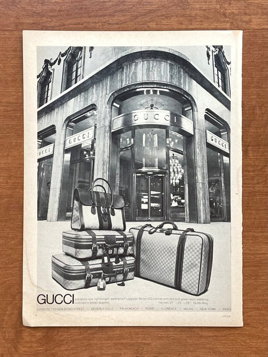 1971 Gucci Luggage Storefront Advertisement