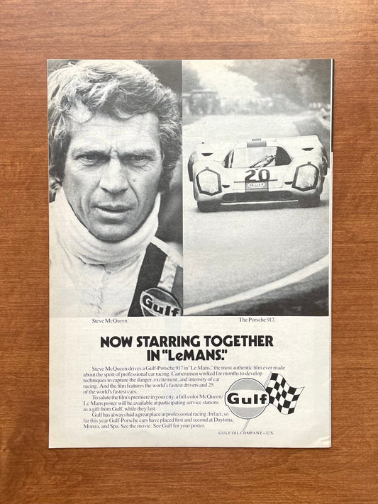 1971 Gulf feat. Steve McQueen and Porsche 917 "Le Mans" Movie Advertisement