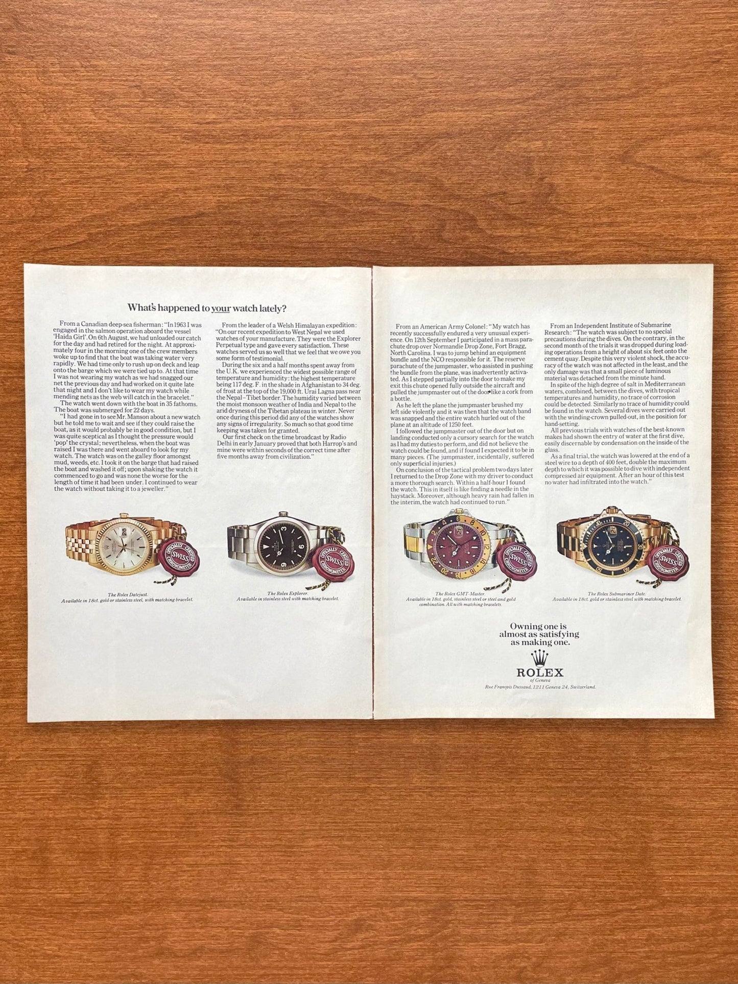 1971 Rolex Datejust, Explorer, GMT Master, Submariner Advertisement