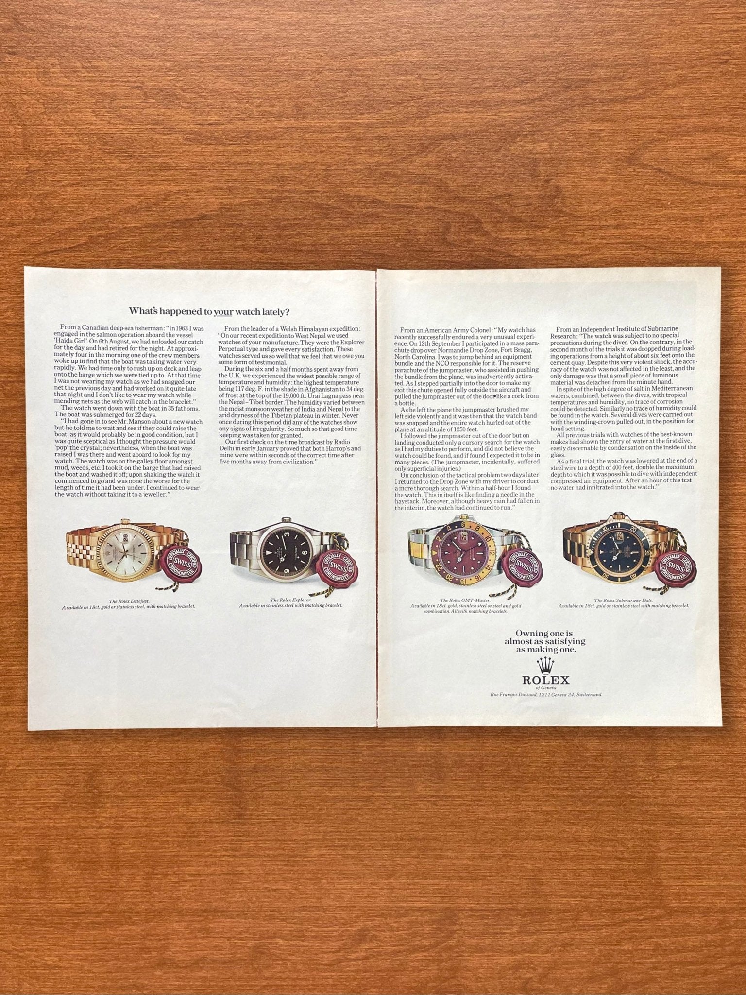 1971 Rolex Datejust, Explorer, GMT Master, Submariner Advertisement