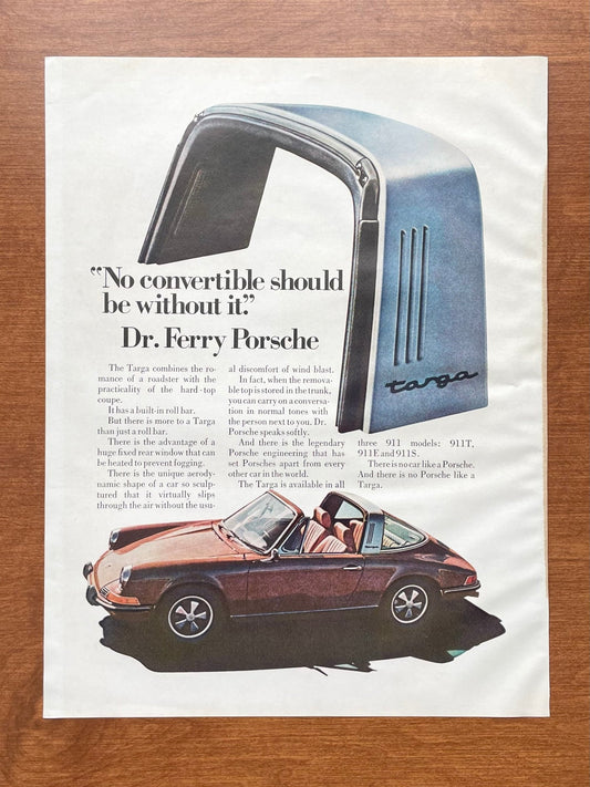 1972 Porsche 911 Targa "No convertible should be without it" Advertisement