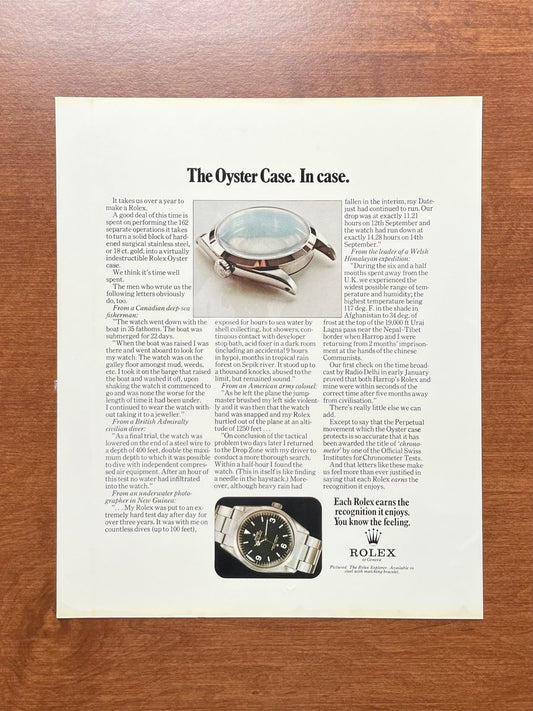 1972 Rolex Explorer Ref. 1016 "Oyster case. In case." Advertisement